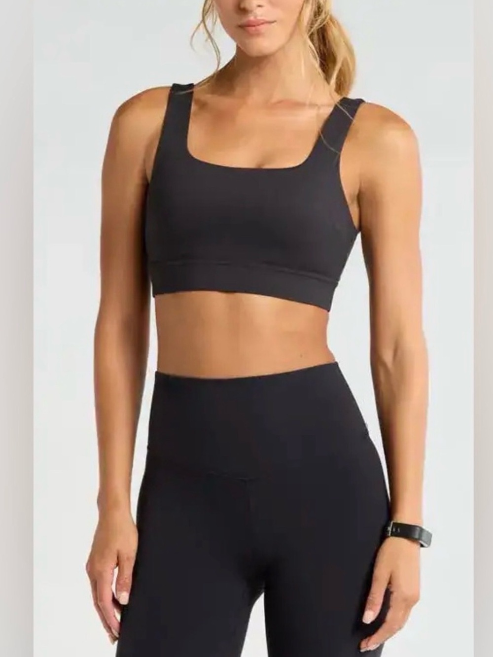 Zella Black Square-Neck Seamless Sports Bra